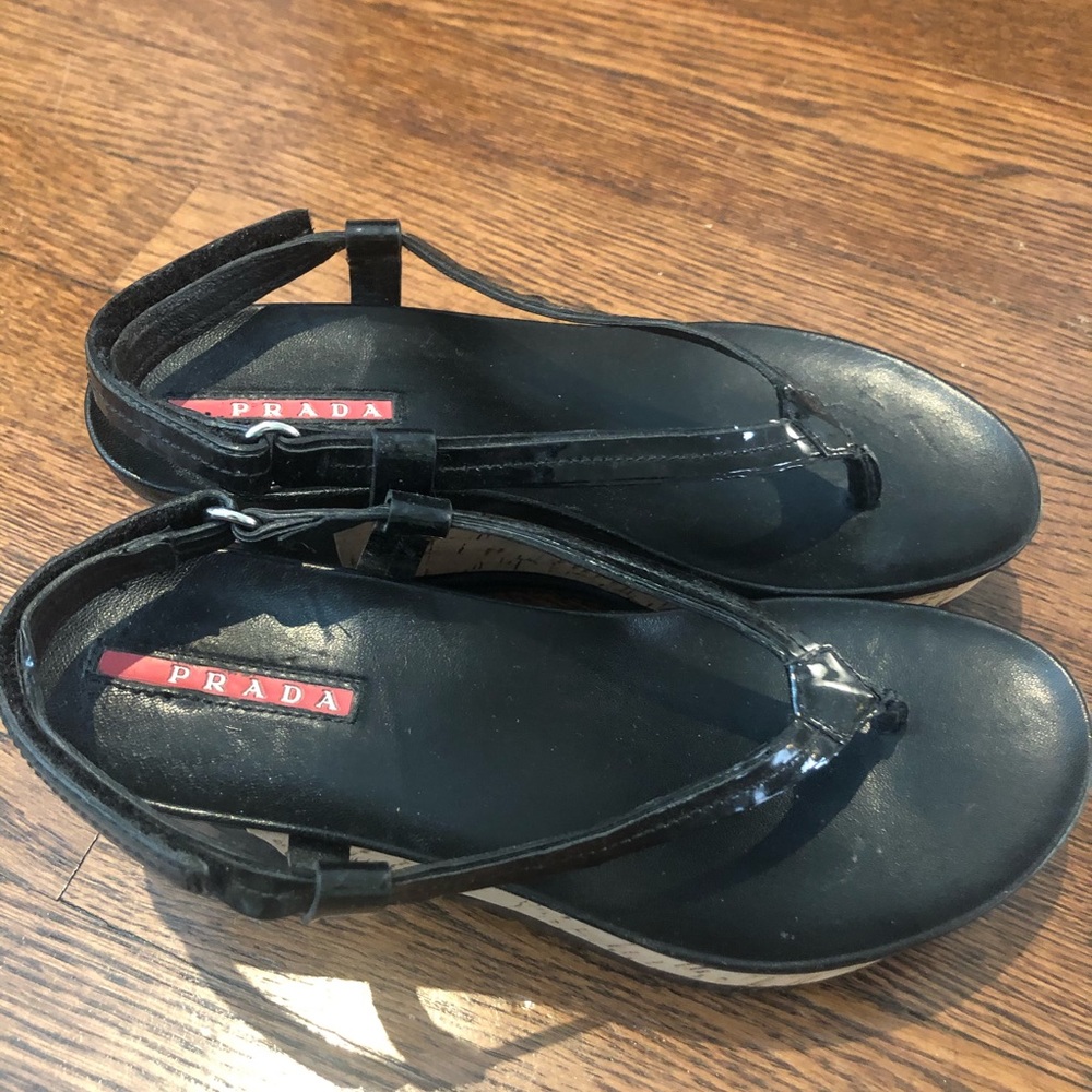 Authentic Prada wedge sandals